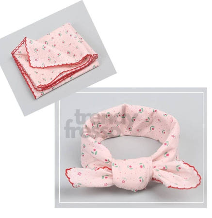 데이슬롯 순면 사각스카프 체리 플라워스카프