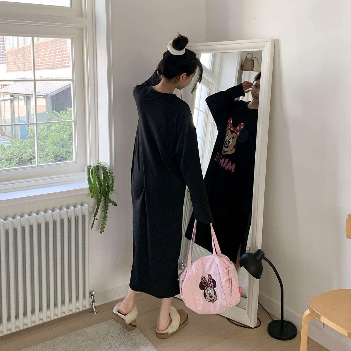 디즈니 미니라운드 루즈핏 원피스 OPS 미키 홈웨어 데일리룩 잠옷 파자마 라운드 편한 이미지 8