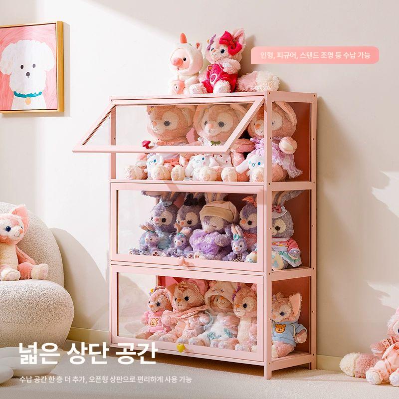아크릴 장식장 5단 투명 캐비닛 인형 피규어 진열장 핑크 수납장 - 상세 이미지 4