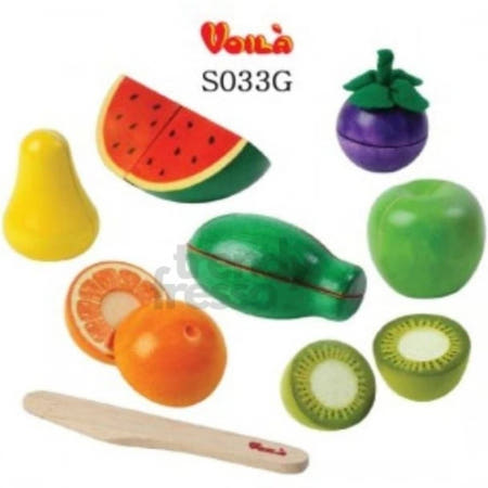 [트렌디프레소협력사]데이슬롯 과일썰기놀이 세트 원목블록 매트 S033G