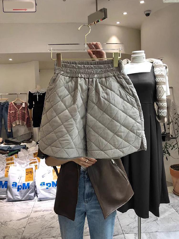 패딩반바지 퀄팅 여성 팬츠 누빔 반바지 와이드 - 상세 이미지 2
