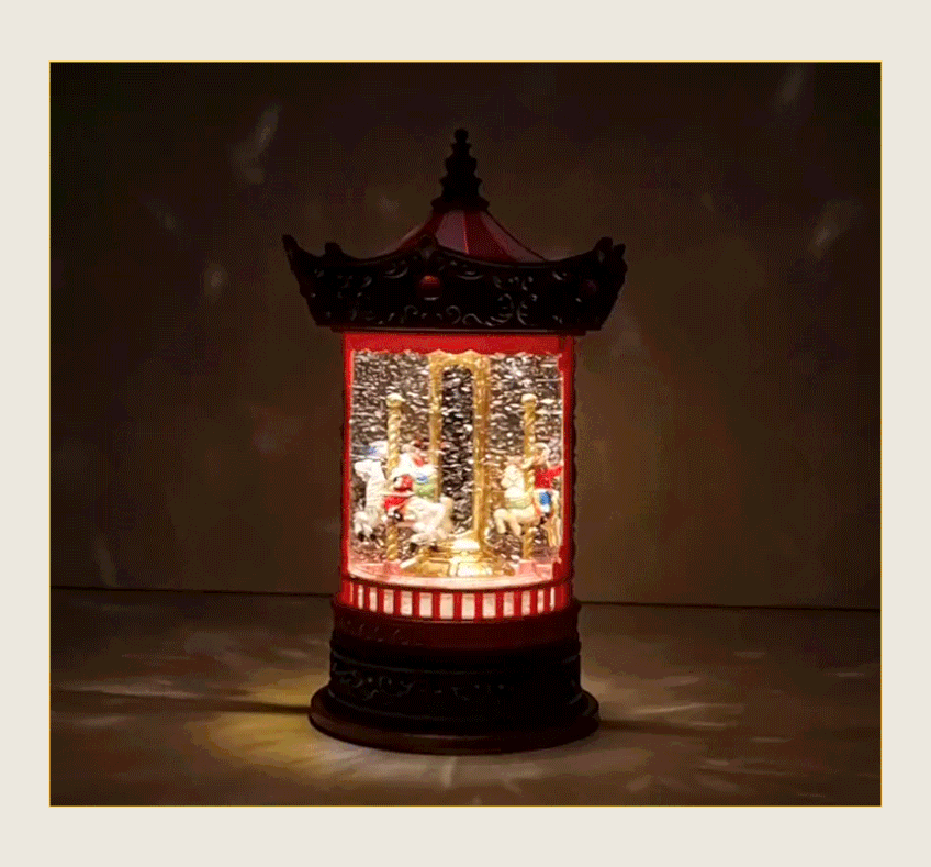 회전목마 크리스마스 오르골 소품 LED 무드등 크리스마스선물 화이트레드깃발 판매처 상세 정보 이미지 4