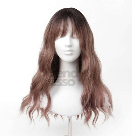 데이슬롯 애쉬핑크 웨이브 긴머리 통가발 전체가발 자연스러운가발