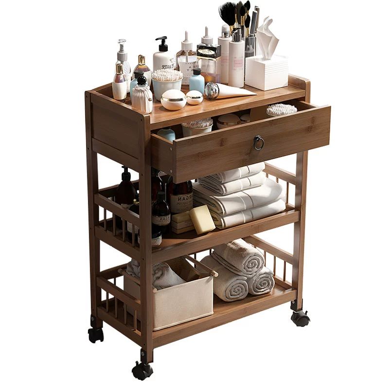 원목 트롤리 미용웨건 이동식카트 주방 우드 선반