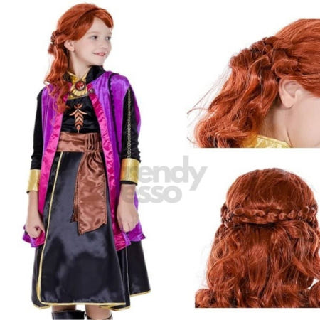 데이슬롯 겨울왕국2 안나 가발 코스튬 공주의상소품 안나코스프레 헤어코스튬 금발머리