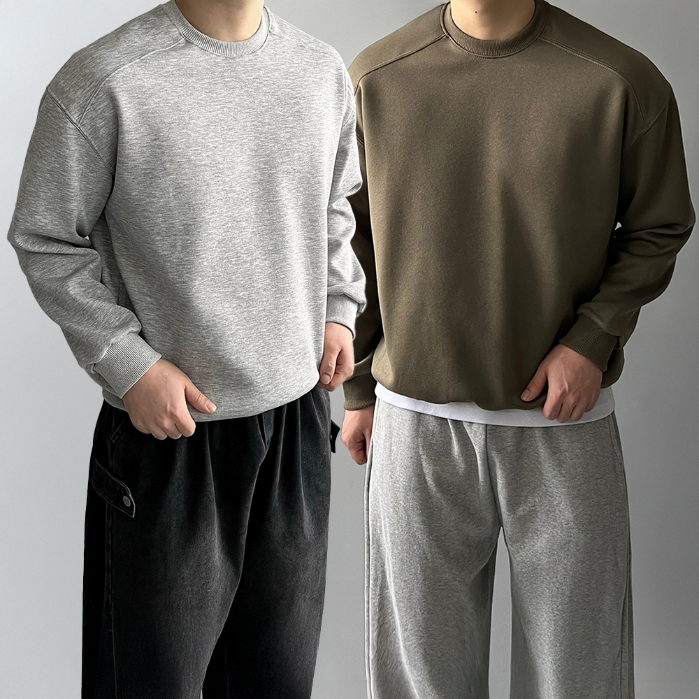 1+1 절개맨투맨 무지맨투맨 어깨넓어보이는맨투맨 제품 이미지