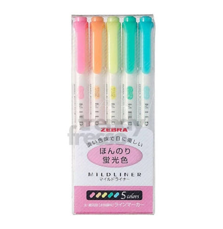 [트렌디프레소협력사]데이슬롯 제브라 마일드 트윈 형광펜 5색세트 다꾸펜 하이라이트펜 형광라이너