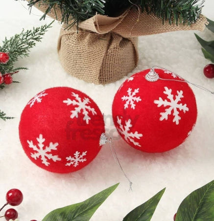 [트렌디프레소협력사]데이슬롯 트리 핫레드 눈결정 장식볼 2p 트리용장식세트 트리장식품