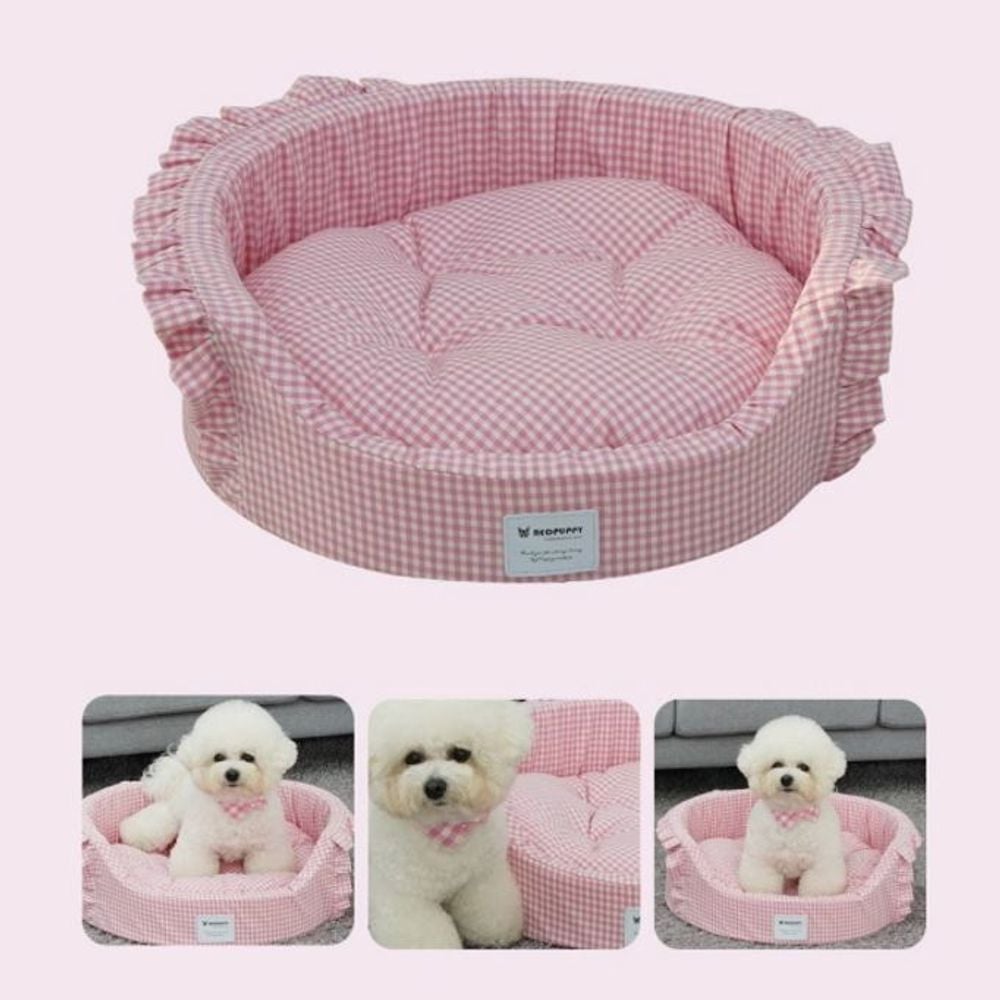 러블링펫쿠션 레드퍼피 큐티핑크 강아지방석 강아지쿠 - 메인 이미지