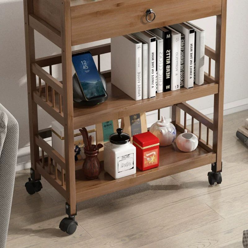 원목 트롤리 미용웨건 이동식카트 주방 우드 선반