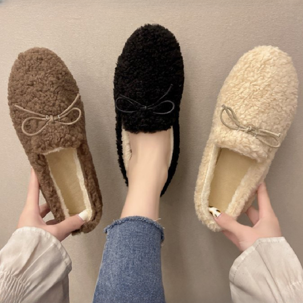 따뜻한 여성 털 모카신 데일리 여성 털 신발 뽀글이 - 상품 이미지
