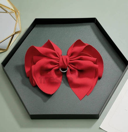 [트렌디프레소협력사]데이슬롯 리본 큐빅 자동헤어핀 왕리본핀 여자리본핀