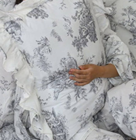 데이슬롯 순면 프릴 베개커버 50X70 그레이 해피니베개커버