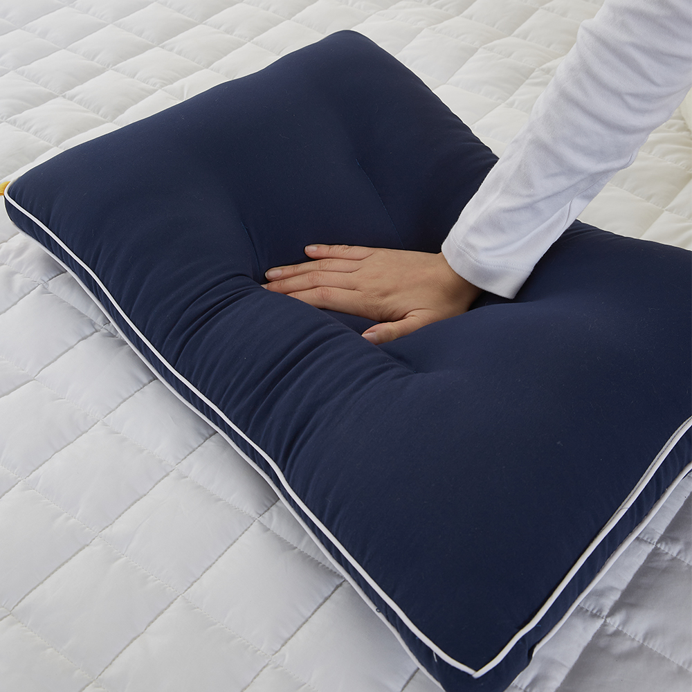 집앤콕 베개 빨아쓰는 일자목 거북목 목디스크 경추베개 네이비, 30x50