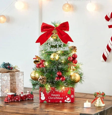 [트렌디프레소협력사]데이슬롯 골든벨 뉴리얼눈꽃 40cm 미니트리 풀세트 크리스마스용품 크리스마스트리