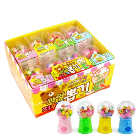 [트렌디프레소협력사]데이슬롯 과일 뽑기 지우개 16개 랜덤뽑기지우개