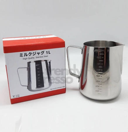 [트렌디프레소협력사]데이슬롯 스텐 계량 밀크저그 1000ml 우유스팀기 우유스티밍