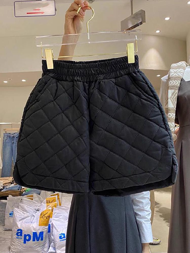 패딩반바지 퀄팅 여성 팬츠 누빔 반바지 와이드 - 상세 이미지 3