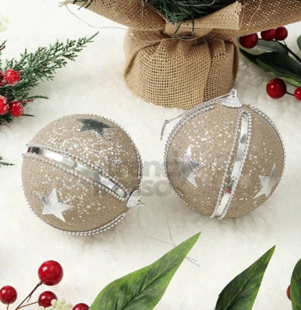 [트렌디프레소협력사]데이슬롯 샴페인골드 글리터 샤인스타 오너먼트 2p 리스장식볼 가랜드장식볼 크리스마스용품