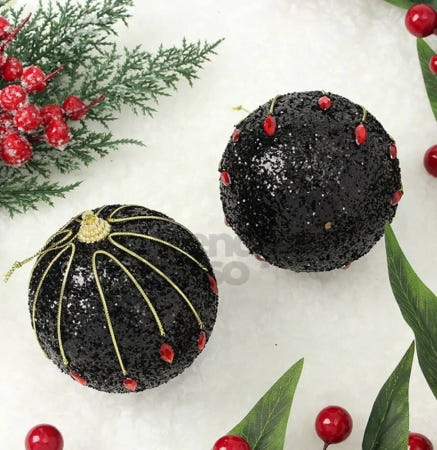 [트렌디프레소협력사]데이슬롯 블랙 루비드롭 장식볼 2p 크리스마스오너먼트 크리스마스장식볼