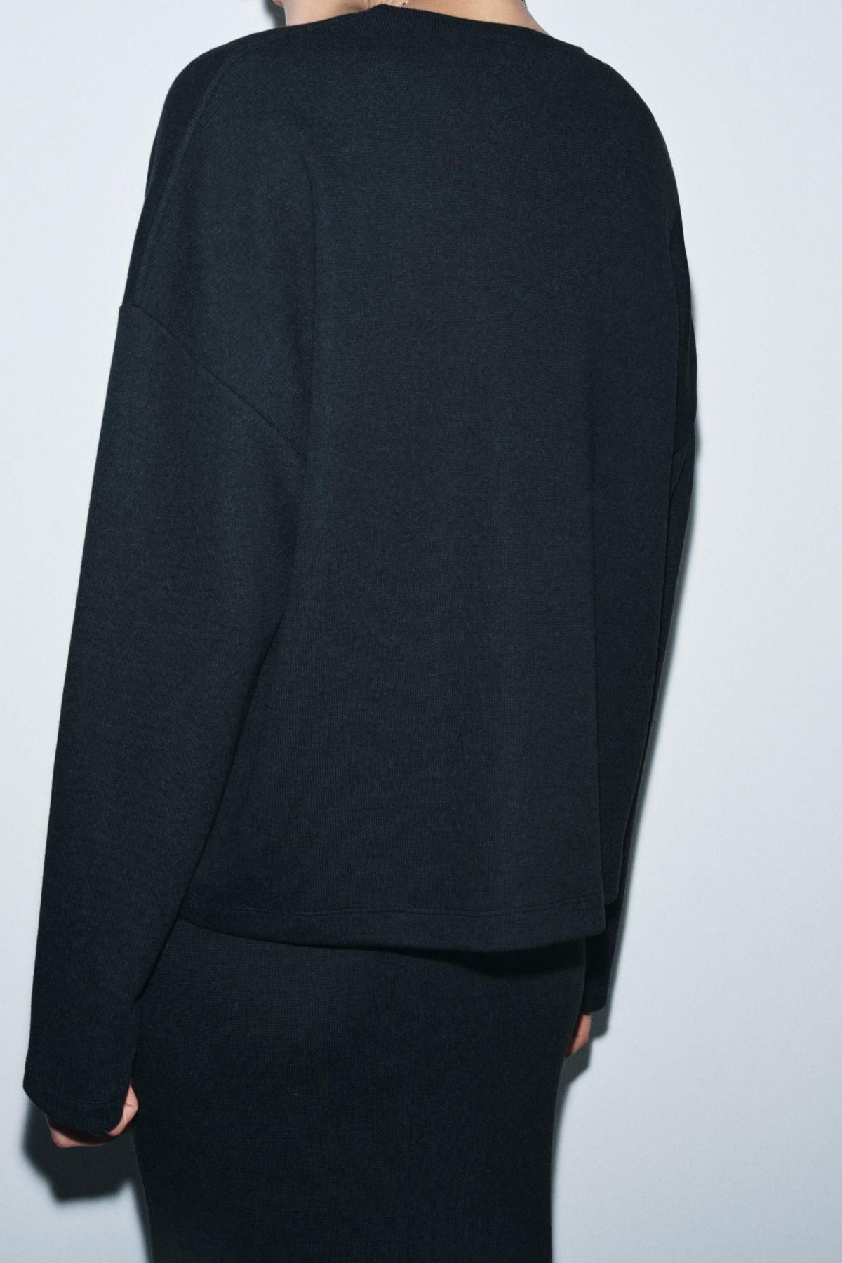 자라 소프트터치 라운드넥 긴팔 티셔츠 0858/469 CHARCOAL GREY - 상세 이미지 5