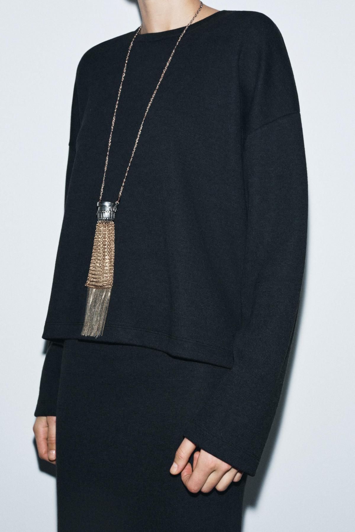 자라 소프트터치 라운드넥 긴팔 티셔츠 0858/469 CHARCOAL GREY - 상세 이미지 4