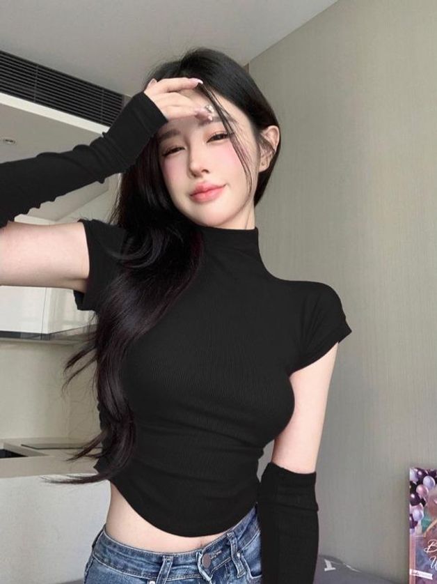 슬림  여성 세트 티셔츠 레깅스 반목폴라 걸그룹 핫핑크 섹시 이너 - 상품 이미지
