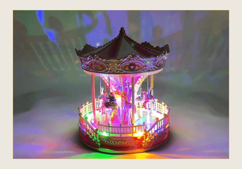 회전목마 크리스마스 오르골 소품 LED 무드등 크리스마스선물 화이트레드깃발 판매처 상세 정보 이미지 3