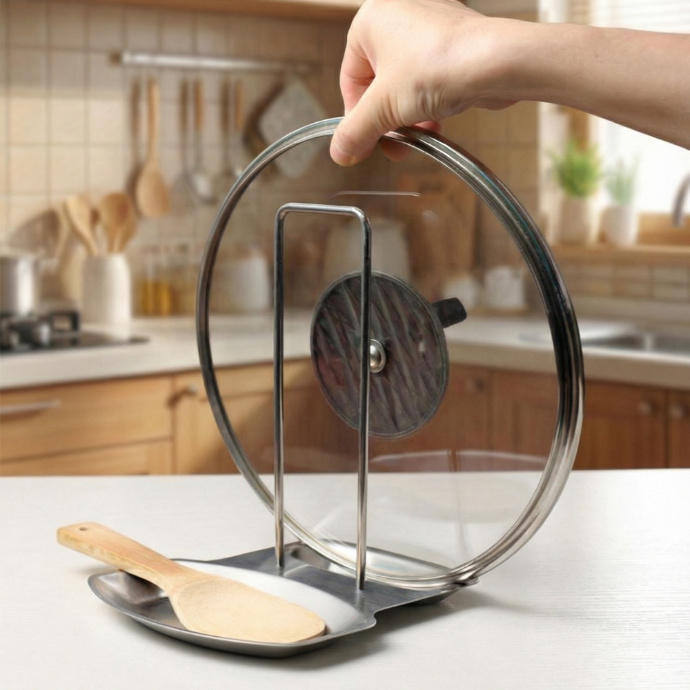 냄비뚜껑 거치대 조리도구 받침대 정리 스텐 정리대 스테인레스 제품 이미지