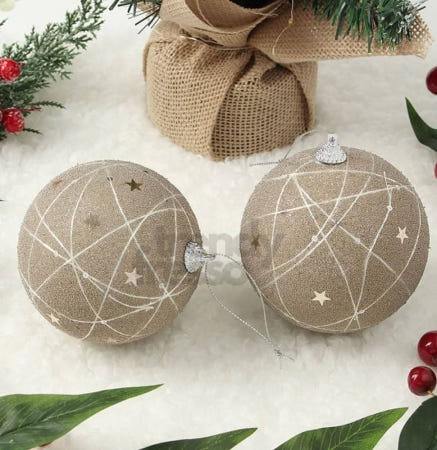 [트렌디프레소협력사]데이슬롯 샴페인골드 글리터 올스타 오너먼트 2p 크리스마스장식볼 가랜드장식볼