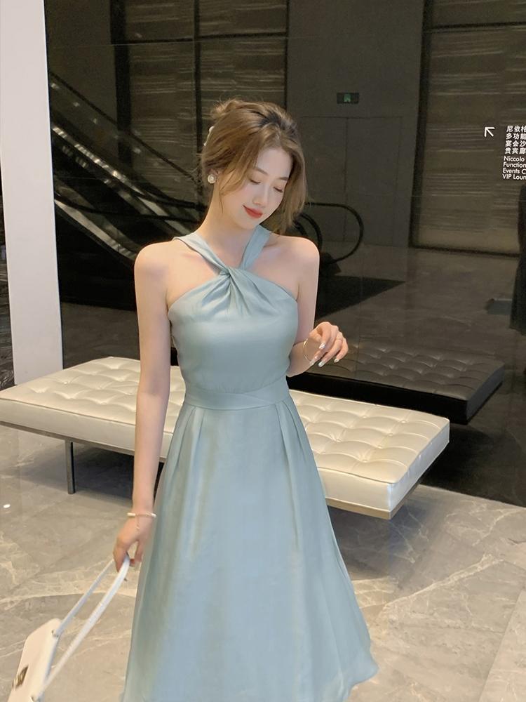 홀터넥 롱 시폰 원피스 휴양지 - 상세 이미지 4