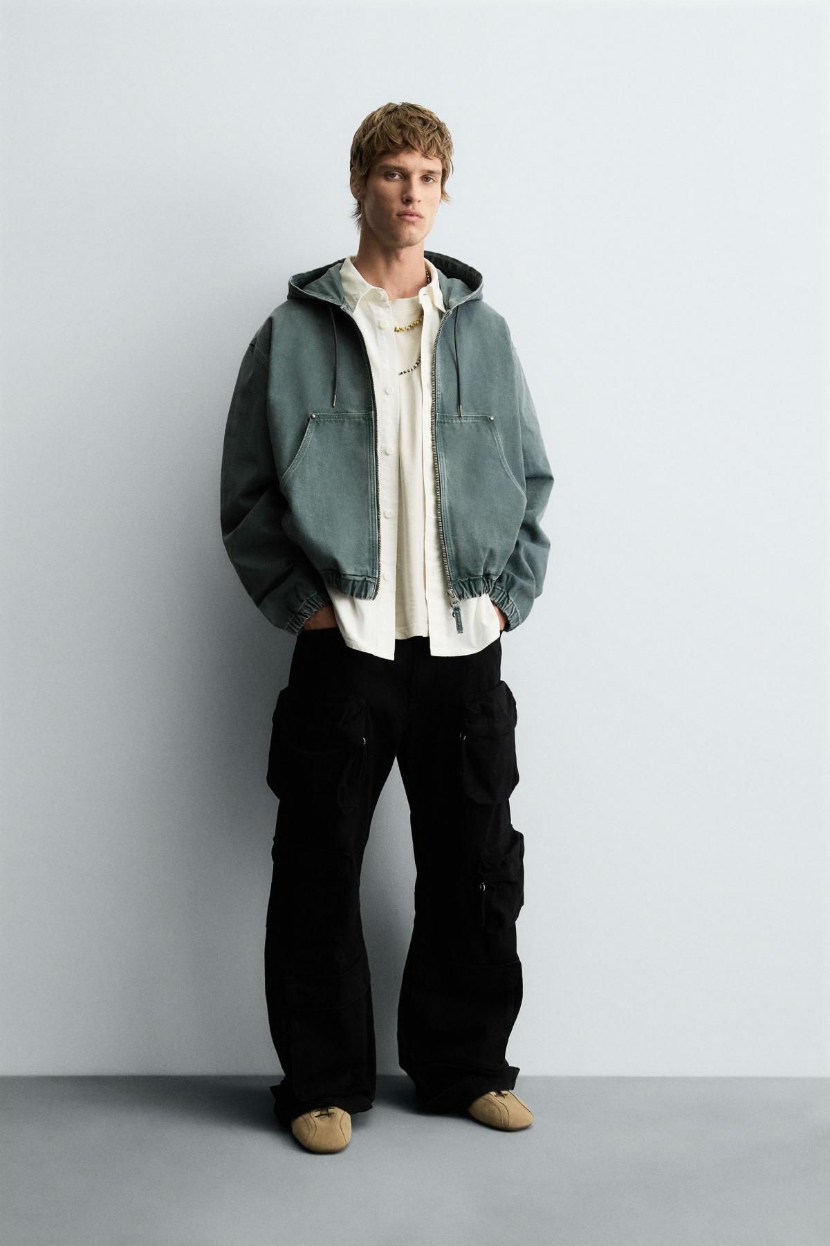 자라 워시드 코튼 후드 집업 재킷 6987/310 WASHED GREEN - 상세 이미지 2
