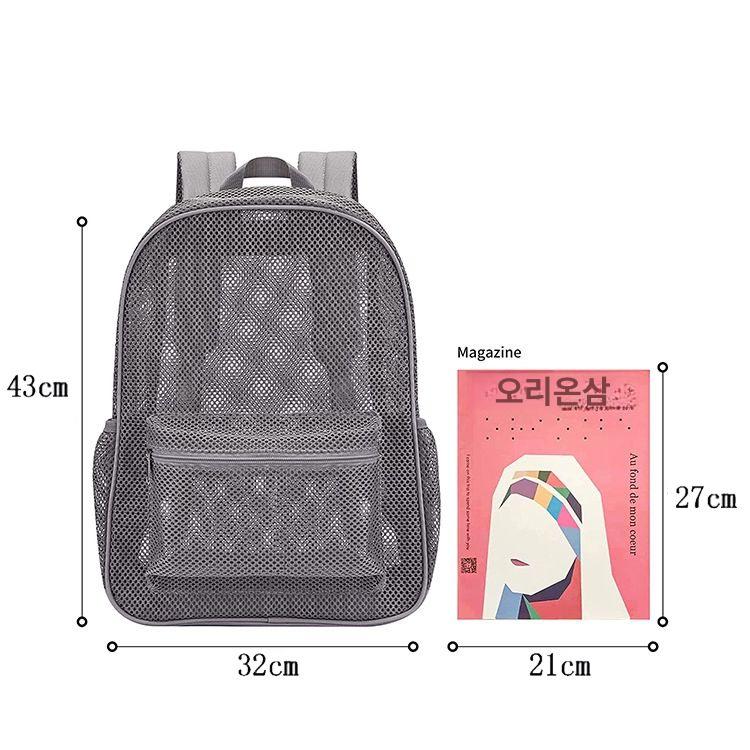 블랙 메쉬 펀칭 백팩 수영 피트니스 가방 휴양지 스포티예능스타일 - 상세 이미지 4