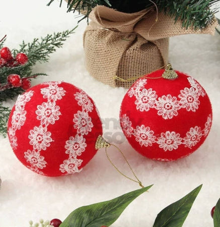 [트렌디프레소협력사]데이슬롯 트리 핫레드 플라워패턴 장식볼 2p 트리용장식세트 크리스마스오너먼트 크리스마스용품