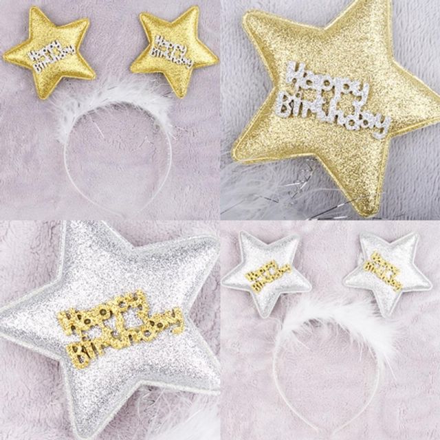 (5개묶음)생일축하 더블 별모양 머리띠 - 메인 이미지