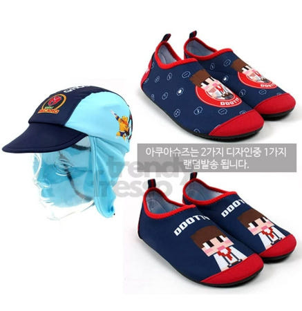 데이슬롯 요괴메카드 플랩캡 아쿠아슈즈세트 해수욕장신발 요괴메카드신발 썬캡