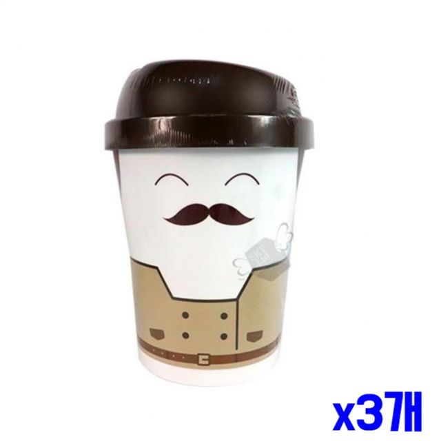 커피컵 신사 휴지통 대 x3개 다용도휴지통 쓰레기통 - 상품 이미지