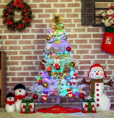 [트렌디프레소협력사]데이슬롯 산타 선물 화이트 120cm 트리 풀세트 가정용트리 크리스마스용품