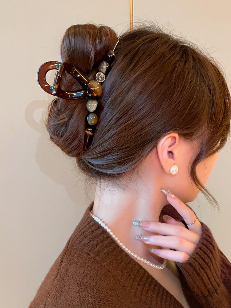 레터링 블랙 사이즈 집게 라지 머리핀 스몰 음표 티색 그레이 진주 두꺼운 진주 13cm - 상세 이미지 3