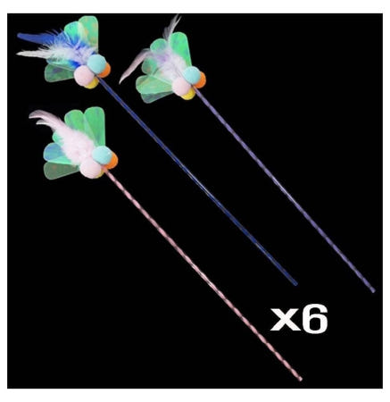 데이슬롯 잠자리 낚시대 고양이 6개 반려동물용품 스틱장난감