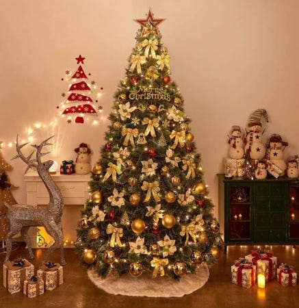 [트렌디프레소협력사]데이슬롯 카니발 골드 뉴리얼눈꽃 300cm 트리 풀세트 대형트리