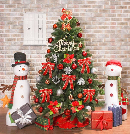 [트렌디프레소협력사]데이슬롯 카니발 레드 뉴리얼전나무 150cm 트리 풀세트 가정용트리 트리장식세트