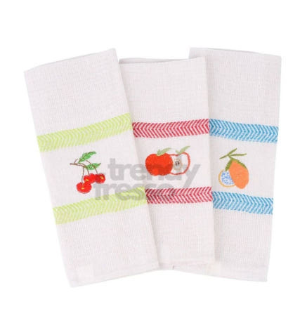 데이슬롯 주방용 타올 3개 과일무늬 욕실타월 어린이집수건 디자인주방타올