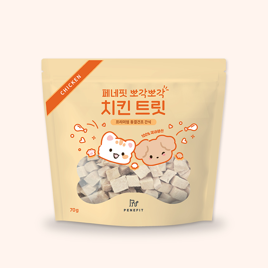 페네핏 강아지 동결건조 트릿 훈련 칭찬 저칼로리 간식 닭가슴살, 70g, 1개
