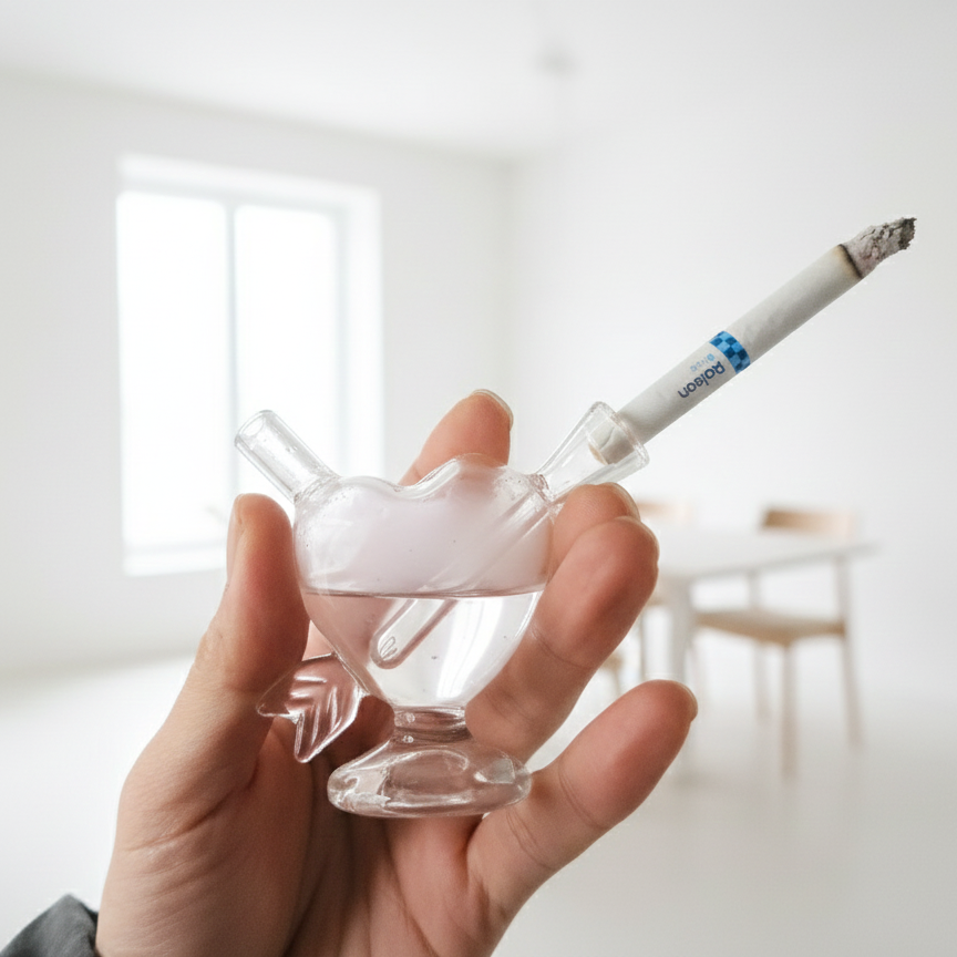 하트 감성 유리 글래스 디자인 연초 담배 파이프 홀더 담뱃대 미니 스틱 곰방대 물담배 - 상세 이미지 3