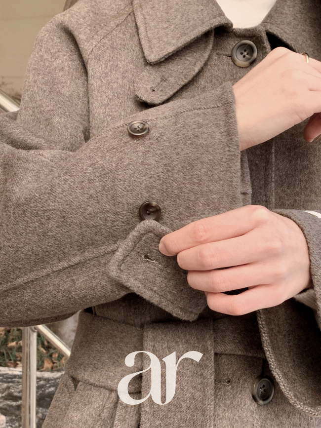 [자체제작] (MADE) 헤링본 벨티드 핸드메이드 롱 울 코트 ct1677