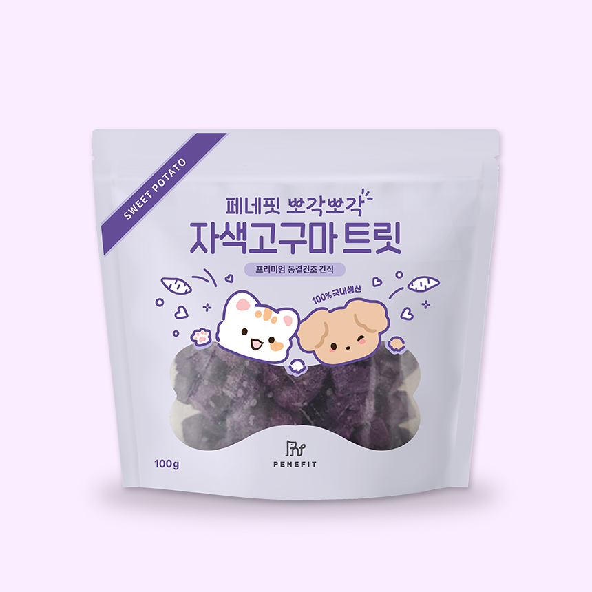 페네핏 강아지 동결건조 트릿 훈련 칭찬 저칼로리 간식 자색고구마, 100g, 1개
