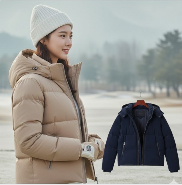 볼빅 여성 겨울 일상 필드룩 슬림핏 골프웨어 숏다운 점퍼 자켓 - 상품 이미지