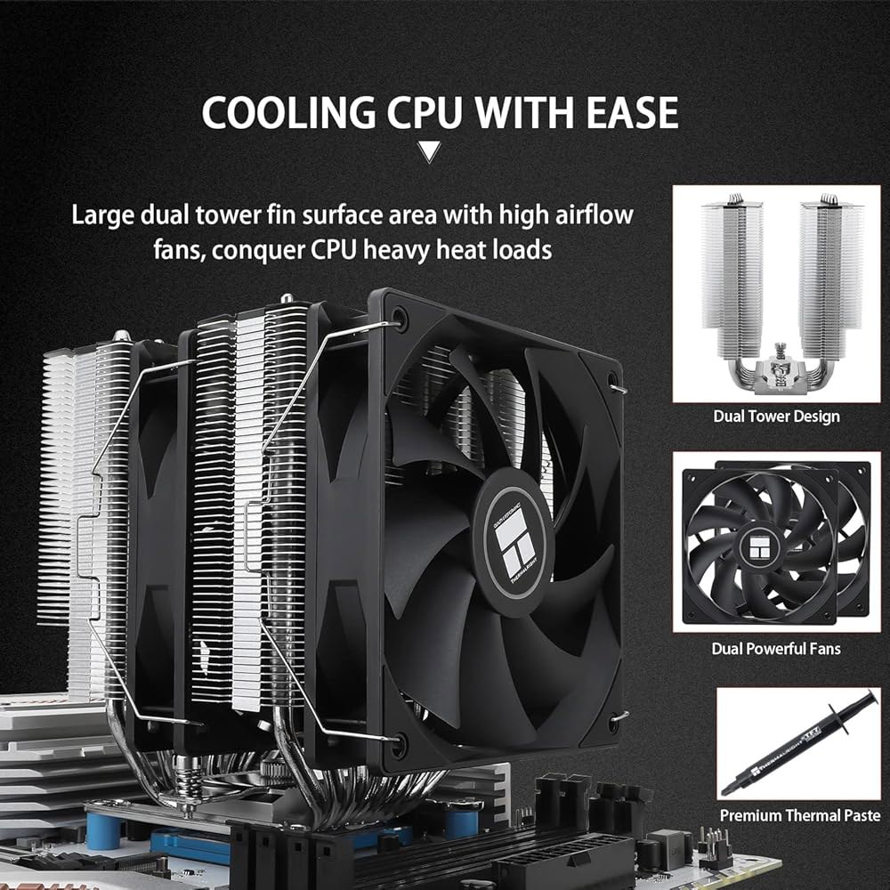 Thermalright Phantom Spirit 120SE CPU 공기 냉각기, 7 히트 파이프 듀얼 120mm TL-C12B V2 PWM 팬, AG 4.0 기술, S-FDB - 상세 이미지 3