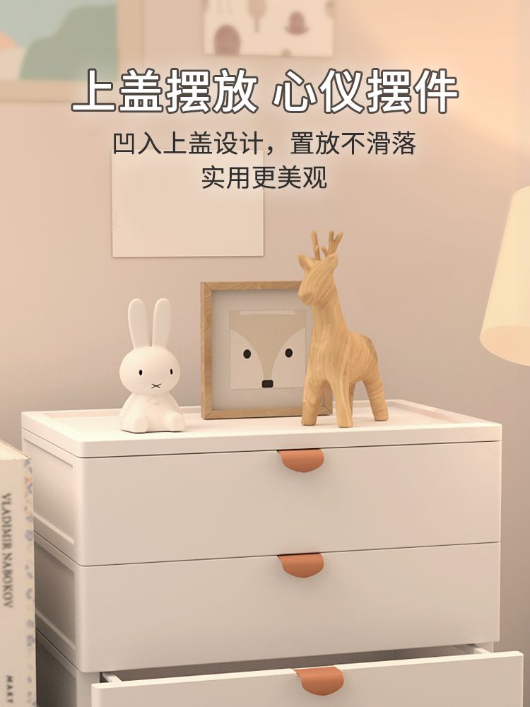 수납 플라스틱 수납장 투명 다용도 서랍장 큰 2겹 - 아이보리 화이트 - 상세 이미지 2